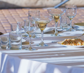 groceries with wine are on the table