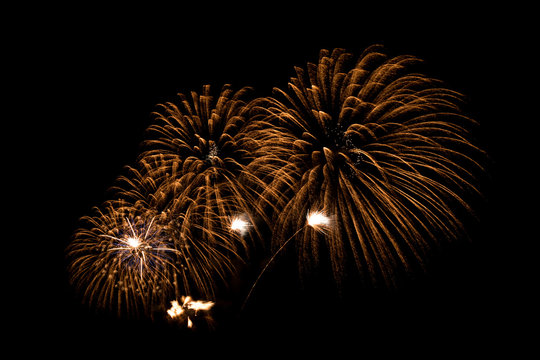 abstract beautiful firework celebration rows on black background