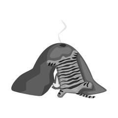 Vector design of cave and primeval symbol. Set of cave and campfire stock symbol for web.