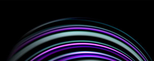 Fluid color rainbow style wave abstract background, techno modern design on black