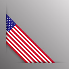 American flag ribbon corner border vector illustration for USA Independence Day 4th of July holiday sale banner, celebration poster. 