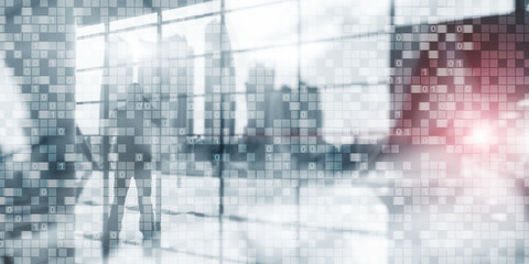 Digital Binary Code Business background. Matrix Abstract futuristic wallpaper.