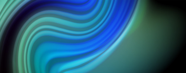 Abstract wave lines fluid rainbow style color stripes on black background. Artistic illustration for presentation, app wallpaper, banner or poster
