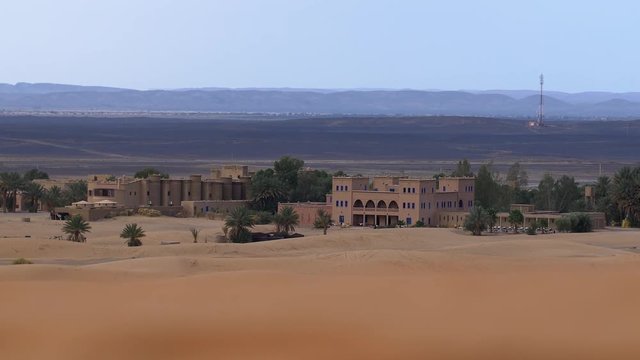 Erg Chebbi desert and resort in Merzouga village