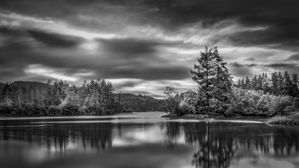 Black And White Puget Sound Brilliant Early Summer Sunset