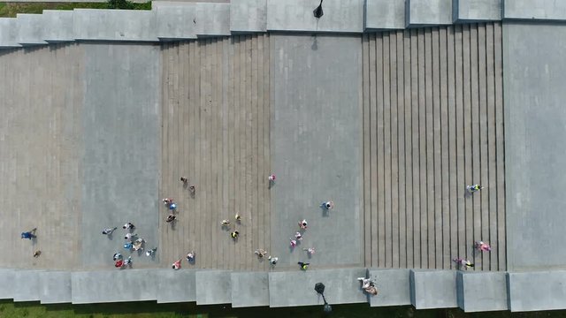 Odessa, Ukraine, Potemkin Stairs with a birds-eye view. Aerial survey