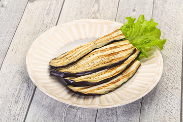 Grilled eggplant in the bowl