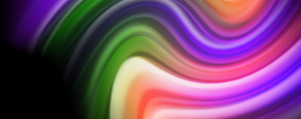 Fluid liquid color wave lines, glowing colorful light effect, abstract composition template. Geometric technology abstract pattern. Movement concept