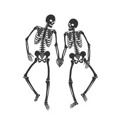 Two lovers of skeleton on the white background. Vector illustration