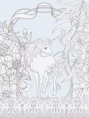 Rideaux  Unicorn and fantastic vintage flowers.  © Elen  Lane