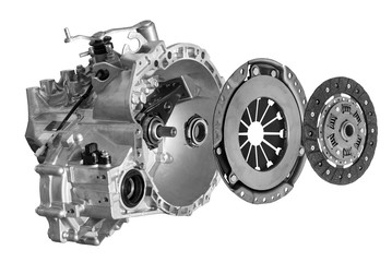 Clutch disc with clutch basket and bearing and gearbox