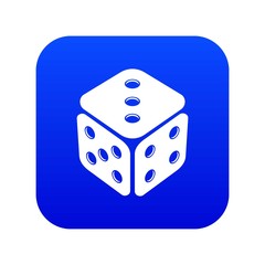 Cube casino icon blue vector isolated on white background