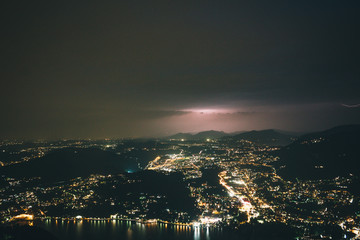 Obraz premium Night storm on Lake Como