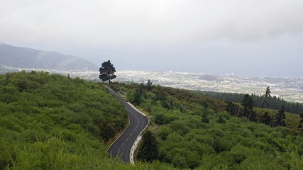 curvy serpentine roads on teide volcano