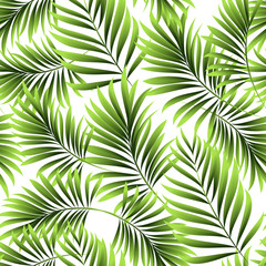 Palm trees. Tropical plants seamless pattern. Vector image.