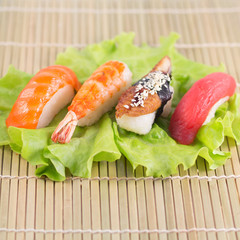 Isolated sushi / rolls.