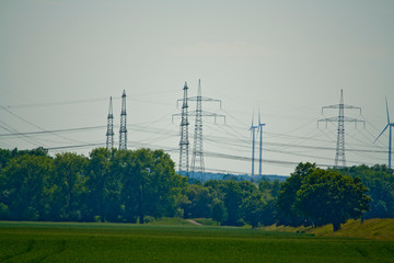 Part of a power line in Bavaria, Germany