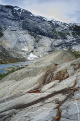 spellbinding landscape of Norwegian nature with high charming mountains and hills in which it is impossible not to fall in love