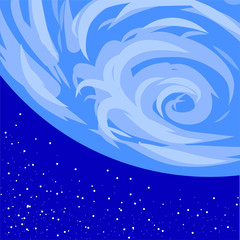 Fototapeta na wymiar View from space on a beautiful blue globe