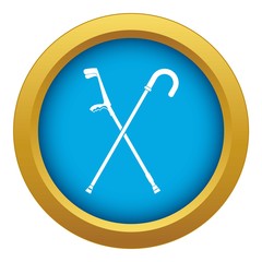 Walking cane icon blue vector isolated on white background for any design