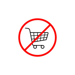 No shopping cart icon. vector isolated illustration