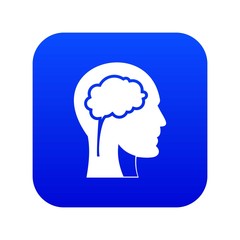 Head with brain icon digital blue for any design isolated on white vector illustration