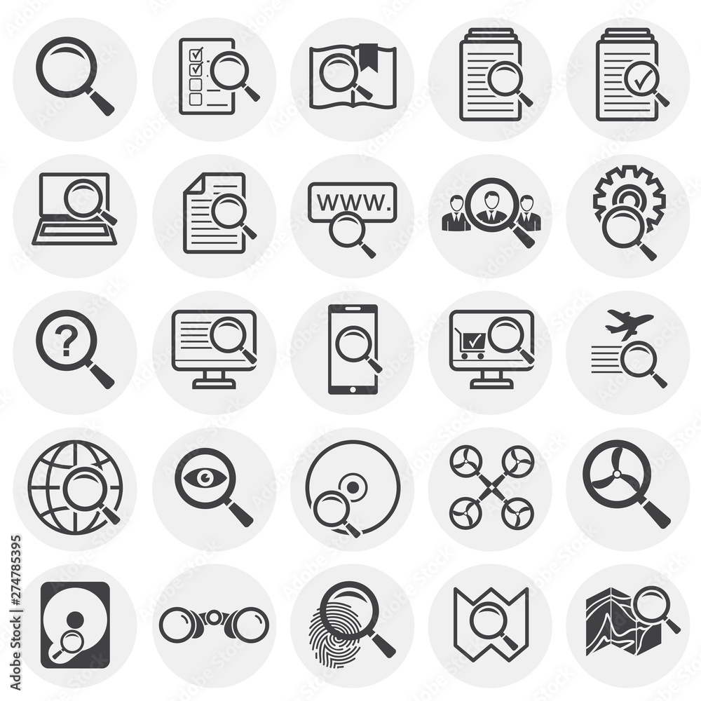 Poster search related icons set on background for graphic and web design. simple illustration. internet con