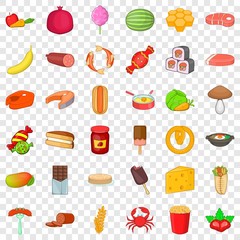 Beverage icons set. Cartoon style of 36 beverage vector icons for web for any design