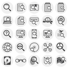 Search related icons set on background for graphic and web design. Simple illustration. Internet concept symbol for website button or mobile app.