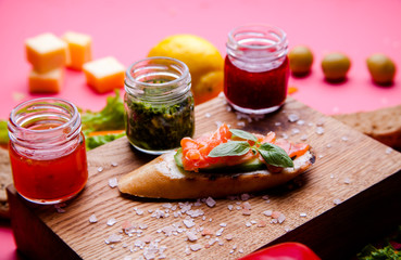 Ingredients for spring vegetable buddha bowl. Delicious healthy food. top view