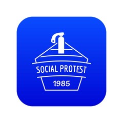 Social protest riot icon blue vector isolated on white background