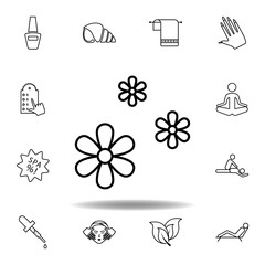 3 flowers outline icon. Detailed set of spa and relax illustrations icon. Can be used for web, logo, mobile app, UI, UX