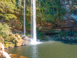 Aerial view of the majestic waterfall of Misolha in Chiapas, Mexico	