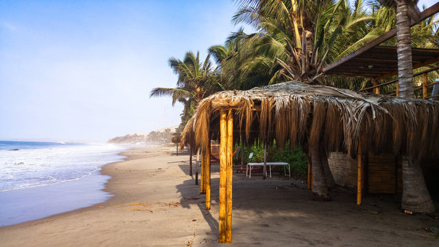 Mancora beaches one summer morning, located in northwestern Peru.