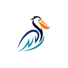 Fototapeta premium Pelican Bird Logo Abstract Design Vector Template