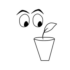 Environment icon. Element illustration ecology. Outline object. Web icon plant and eyes.