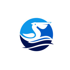 Pelican Bird Logo Abstract Design Vector Template