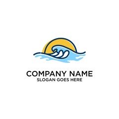 Summer logo template design. Retro Vector Logo for banner