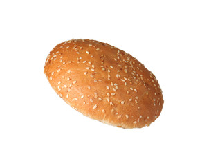 Half of grilled burger bun isolated on white