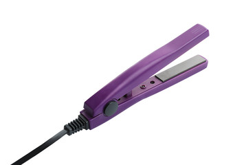 Modern hair iron for straightening on white background
