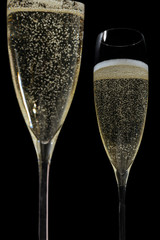 Valdobbiadene Prosecco flutes and a bottle, in pop contemporary style