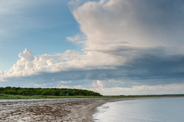 Early evening storm clouds sweeping across Buzzards Bay