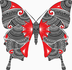 Butterfly Red Mandala Style with Black Background vector design element for websites, blogs, advertisements, flyers, posters, backgrounds, business cards, logo, and tri-folds	