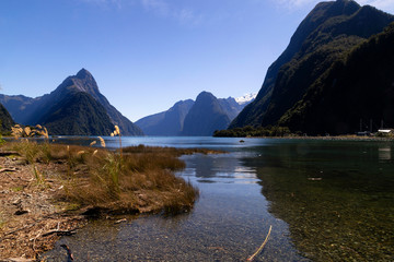 Milford Sound, New Zealand - Mitre Peak is the iconic landmark of Milford Sound in Fiordland...