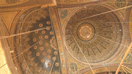 CAIRO, EGYPT- SEPTEMBER, 26, 2016: the ceiling of the alabaster mosque in cairo