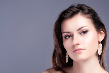 Beauty Portrait of Young Caucasian Female skin With Healthy Hair for Natural Cosmetic Makeup