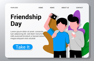 friendship day landing page background vector