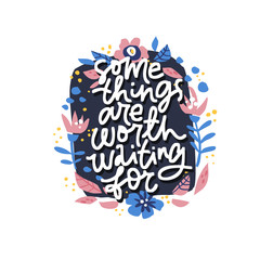 Motherhood quote vector illustration with flowers