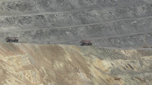 Heavy trucks used in copper mining