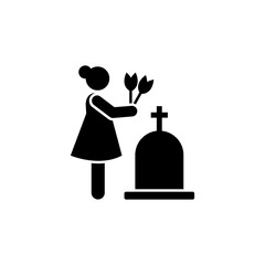 Woman dead funeral sorrow flower icon. Element of pictogram death illustration